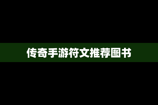 传奇手游符文推荐图书
