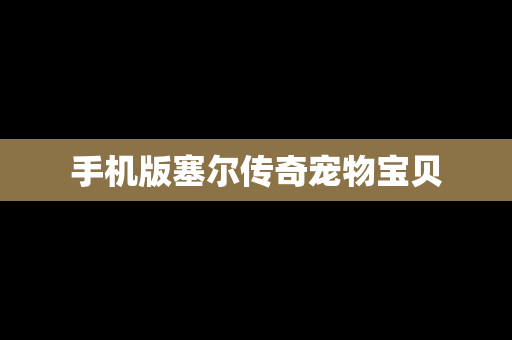 手机版塞尔传奇宠物宝贝