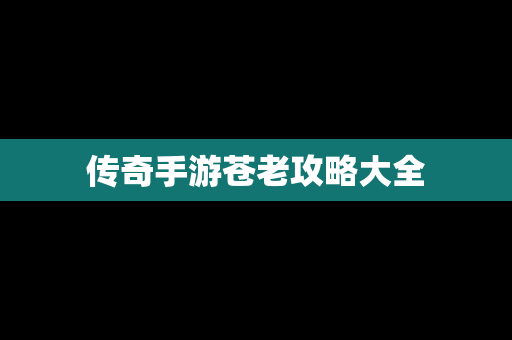 传奇手游苍老攻略大全