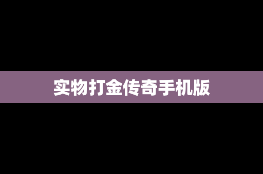 实物打金传奇手机版