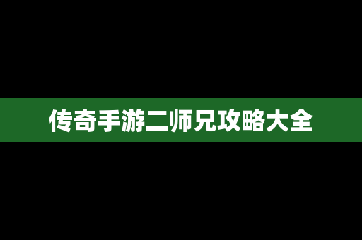 传奇手游二师兄攻略大全