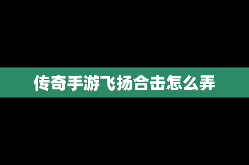 传奇手游飞扬合击怎么弄