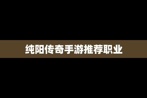 纯阳传奇手游推荐职业