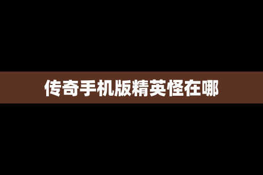 传奇手机版精英怪在哪