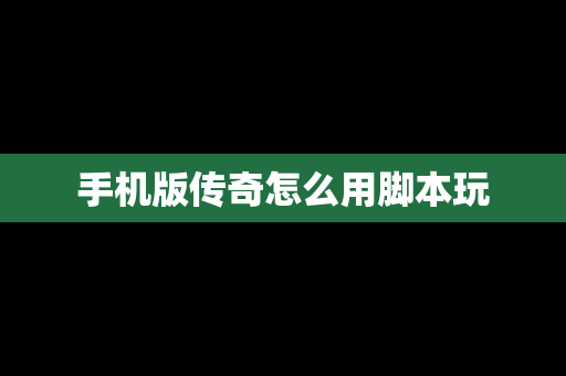 手机版传奇怎么用脚本玩