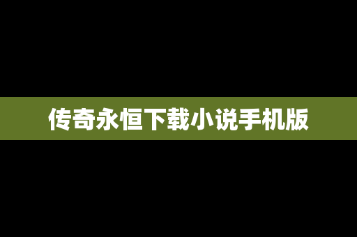 传奇永恒下载小说手机版