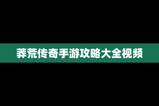 莽荒传奇手游攻略大全视频