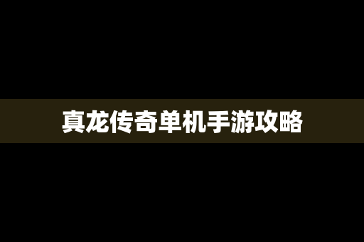 真龙传奇单机手游攻略