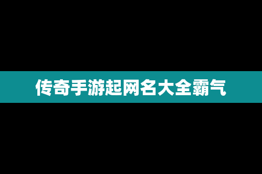 传奇手游起网名大全霸气
