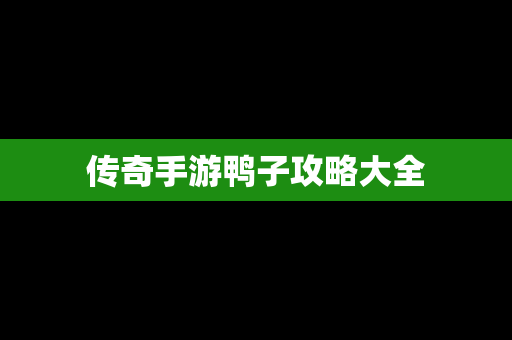 传奇手游鸭子攻略大全