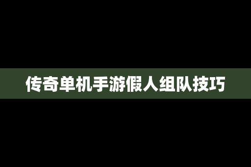 传奇单机手游假人组队技巧