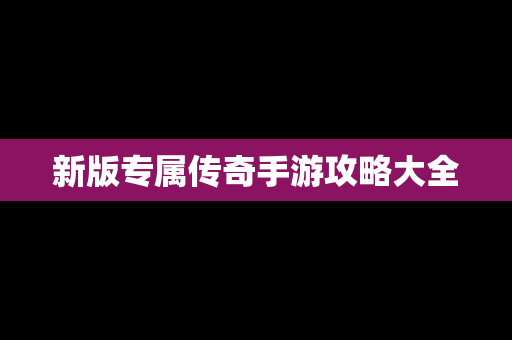 新版专属传奇手游攻略大全