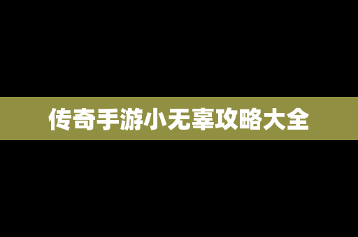 传奇手游小无辜攻略大全