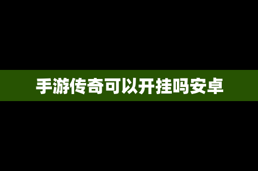 手游传奇可以开挂吗安卓