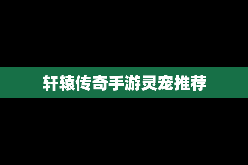 轩辕传奇手游灵宠推荐