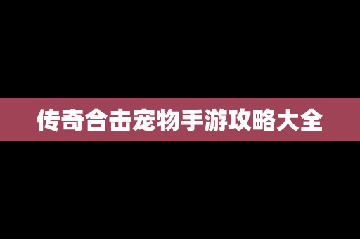 传奇合击宠物手游攻略大全