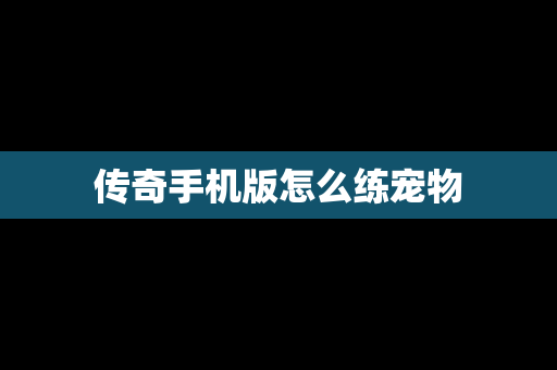 传奇手机版怎么练宠物