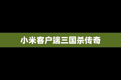 小米客户端三国杀传奇