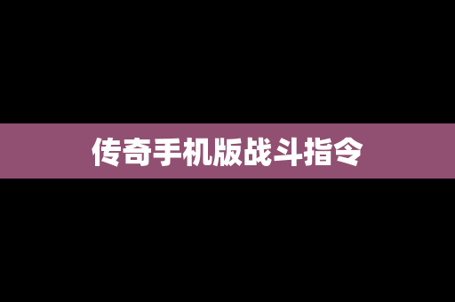 传奇手机版战斗指令